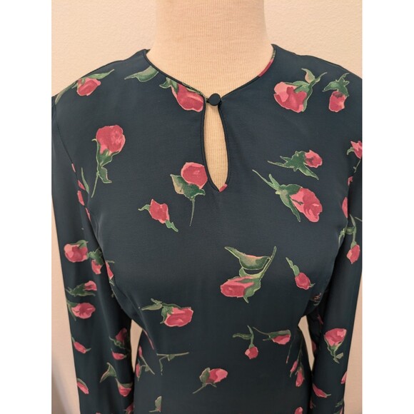 Vintage Coldwater Creek Blue Floral Rose Floor Length Dress sz 4 Bridesmaid Boho - Picture 5 of 16